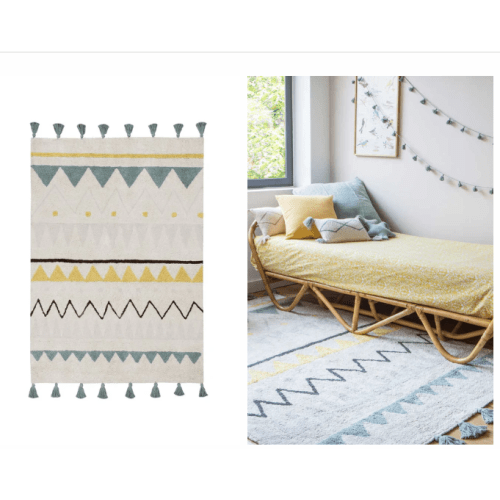 WASHABLE AREA RUG AZTECA VINTAGE BLUE