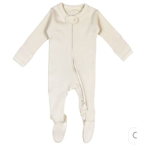 Organic 2-Way Zipper Footie in Buttercream – L'ovedbaby (NB)