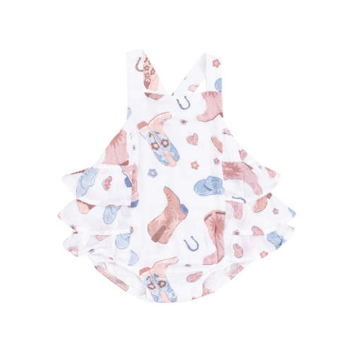 Ruffle Sunsuit, Cowgirl Boots