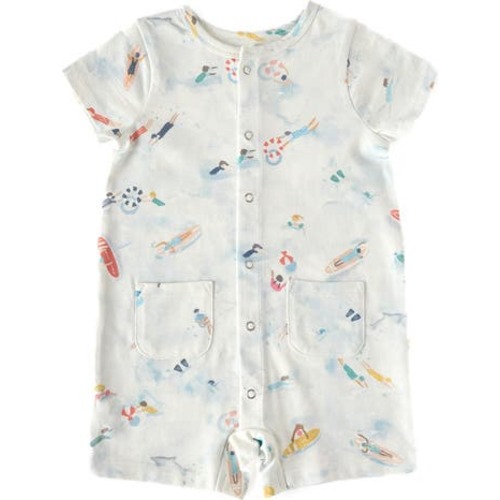 Beach Print Organic Cotton Romper, 3-6M