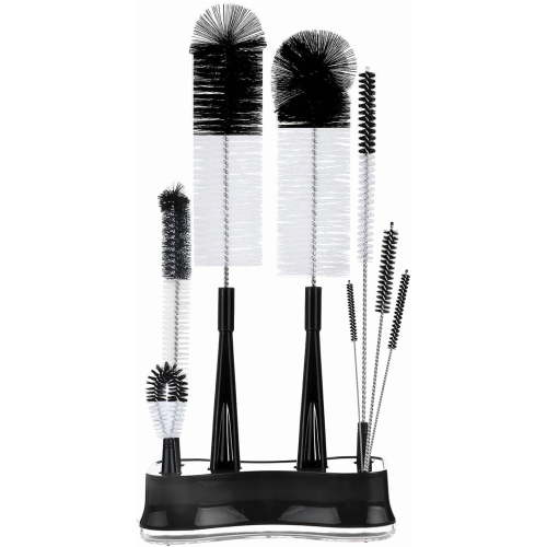 8 Pack Bottle Brush Cleaning Set with Stand, Long Handle Bottle Cleaner with Holder for Narrow Neck Beer Wine Brewing Bottles, Baby Bottles, Tumblers, Drinking Glasses, Straws