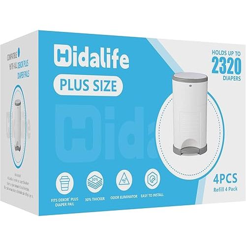 Refills Compatible with Dekor Plus Diaper Pails, Disposable Diaper Trash Bags, Extra Thick Diaper Pail Refill Liners, Hold Up to 2320 Diapers (4 Pack)