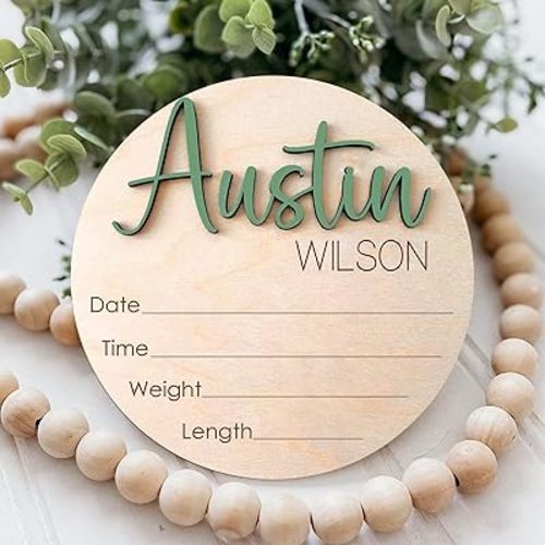 NAZENTI Personalized Baby Name Announcement Wooden Signs, Custom Birth Announcement Sign For Hospital, Birth Stat Sign, Baby's Arrival Gift For Decor, Welcome Gifts For Baby Girl Or Boy Shower