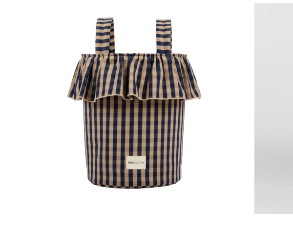 Vichy Basket - Navy + Caramel · Minicoton