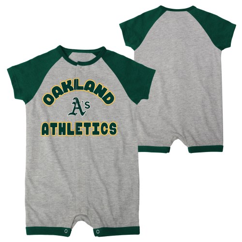 Newborn & Infant Oakland Athletics Heather Gray Extra Base Hit Raglan Full-Snap Romper