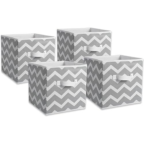 DII Non Woven Polyester Storage Bin, Chevron, Gray, Small Set of 4