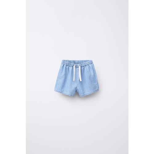 STRIPED DENIM BERMUDA SHORTS - Blue | ZARA United States