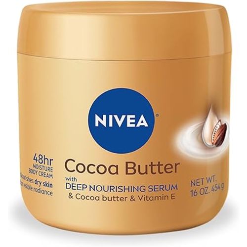 NIVEA Cocoa Butter Body Cream with Deep Nourishing Serum, Cocoa Butter Cream for Dry Skin, 16 Ounce Jar