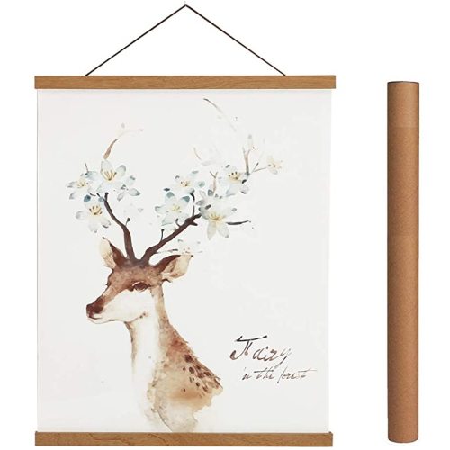 Artmag Magnetic Poster Hanger Frame, 20x28 20x30 20x24 Light Wood Wooden Magnet Canvas Artwork Print Poster Hangers Frames Hanging Kit (Teak Wood, 20")
