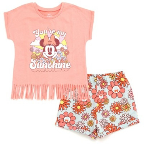 Disney Minnie Mouse Floral Infant Baby Girls T-Shirt and French Terry Shorts Outfit Set You're My Sunshine 12 Months