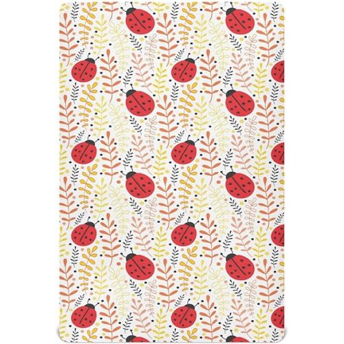 Baby Crib Sheet Ladybug Leaves Crib Mattress for Boys and Girls Playard Sheet Soft Breathable Fitted Baby Mattress Cover 52x28in