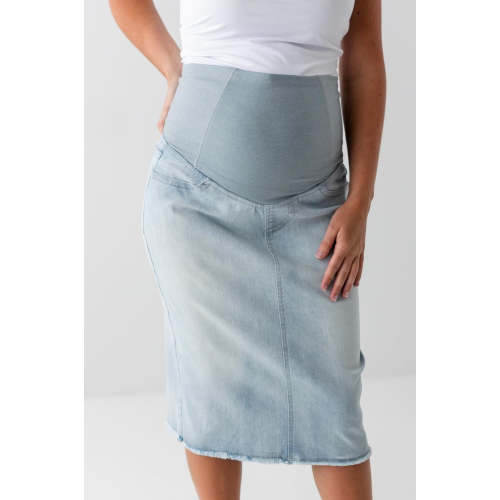 'Alanna' Maternity Denim Skirt in Light Wash
