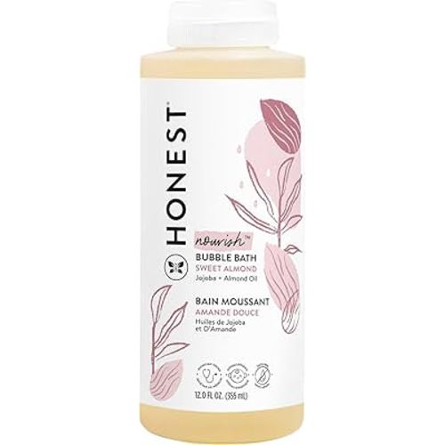 The Honest Company Foaming Bubble Bath | Gentle for Baby | Naturally Derived, Tear-free, Hypoallergenic | Sweet Almond Nourish, 12 fl oz