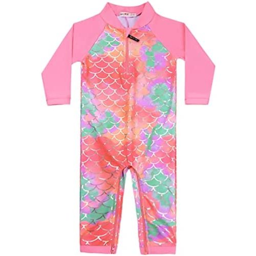 weVSwe Baby Girl Toddler Rash Guard Swimsuit Sun Protection Beachwear Zipper Bathing Suit 0-3 Years
