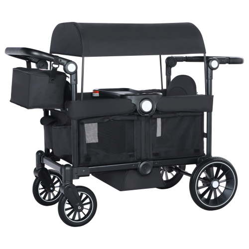 AILEEKISS Collapsible Wagon Stroller for 2 Toddlers with Adjustable Canopy, 44 Pounds, Black
