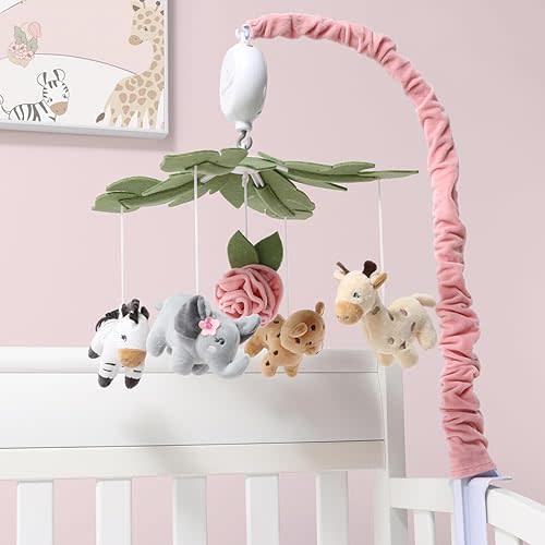 The Peanutshell Crib Mobile for Girls - Soft Pink Musical Baby Crib Mobile with 12 Lullabies, Cute Animal Baby Wildest Dreams Wildest Dreams Nursery Decor