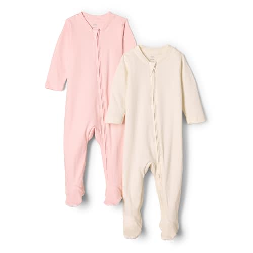 Amazon Essentials x Sofia Grainge Unisex Babies' Cotton Footed Sleep and Play Bodysuit, Pack of 2