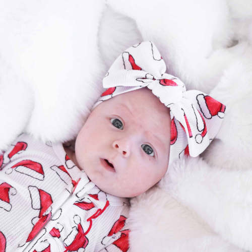Santa Baby Bamboo Waffle Knit Large Bow Headwrap