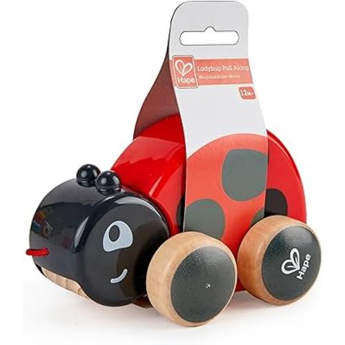 Hape Ladybug Pull Along,Red and Black