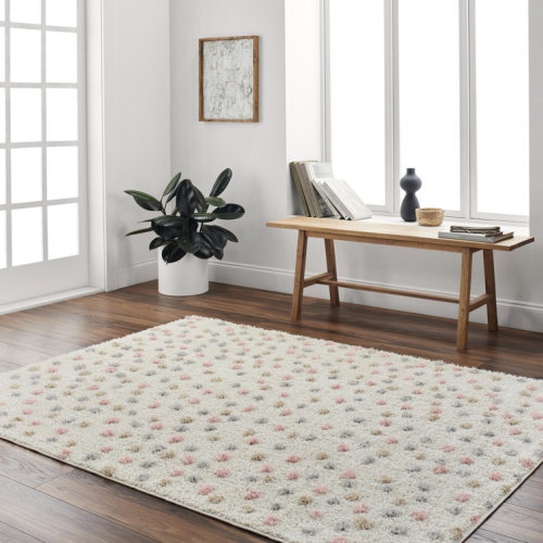 Harrisonburg Shag Slate/Pink Area Rug