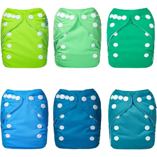 ALVABABY Newborn Cloth Diapers, Reusable for Preemie, 6 Covers with 12 Inserts, for Babies Less Than 12 Pounds