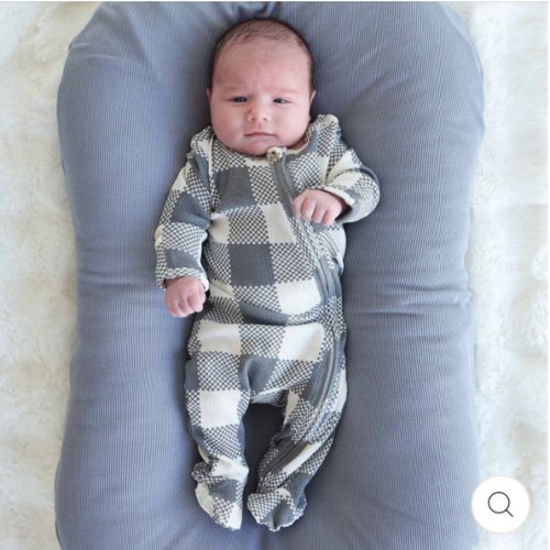 All Bamboo Waffle Zipper Footies