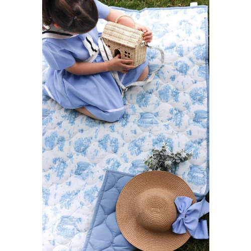 Spring Toile Blue Quilted Playmat - Organic Cotton Baby Playmat – The Gilded Bird US