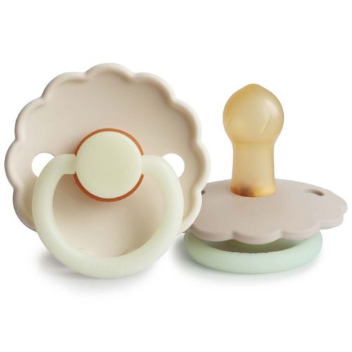 FRIGG Daisy Night Natural Rubber Pacifier 2-Pack Croissant/Cream 0-6 months