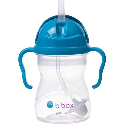 b.box Sippy Cup with Weighted Straw. Drink from any Angle, Leak Proof, Spill Proof, Easy Grip. BPA Free, Dishwasher Safe. For Babies 6m+ to Toddlers (Cobalt, 8oz)