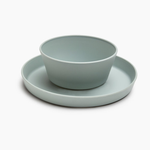 AEIOU Toddler Bowl & Plate Set - Sage