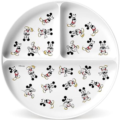 Simple Modern Disney Silicone Plate for Baby and Toddler | Divided and Microwave Safe Plates for Kids | Parker Collection | Mickey Mouse Retro