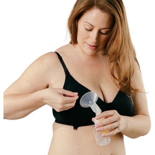 Simple Wishes Pumping and Nursing Bra in One with Fixed Padding - Patented Supermom T-Shirt - Pumping Bra Hands Free