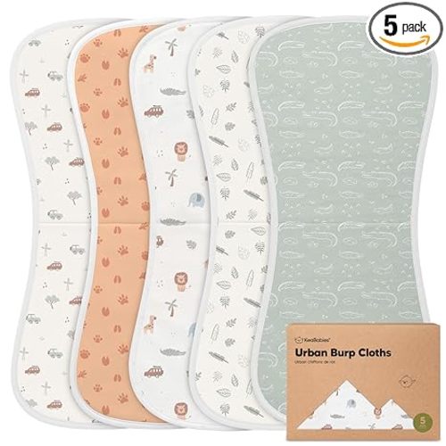 Cotton Burp Cloths, 5-pack, Wilderness