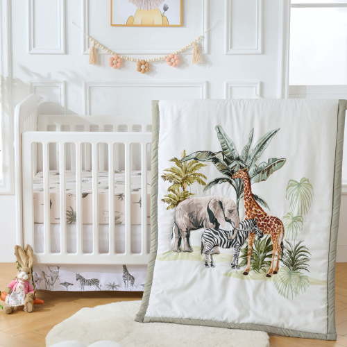 Wild Safari 4-Piece Nursery Baby Crib Bedding Set