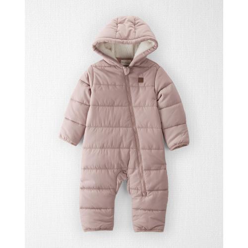 Baby Recycled Quilted Puffer One-Piece - 6-9M - Style,Plum Taupe