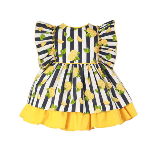Baby Girls Blue & Orange Dress | Twin Bambino Size 6M