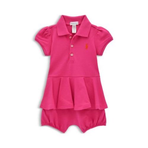 Polo Girls' Stretch Mesh Peplum Polo Shortall - Baby