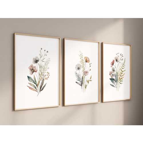 Boho Wildflower Watercolor Prints, Floral Nursery Wall Art, Botanical Prints, Girls Room Decor, Wildflower Nursery Decor, Vintage nursery