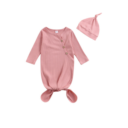 Sunisery Newborn Baby Girl Boy Coming Home Knotted Gown Unisex Infant Sleep Onesie Cute Baby Winter Pajamas