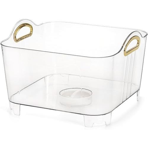 Suwimut Wash Basin with Handle and Draining Plug, Fruit Vegetable Washing Soaking Basket, Large Plastic Dish Tub Dishpan Basin for Washing Dishes, Kitchen Sink, Vegetable Wash, RV