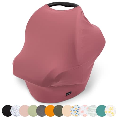 Breathable Nursing Cover Up and Car Seat Cover for Babies Simka Rose - Breastfeeding Cover for Baby Boy & Girl - Adjustable Stretchy Infant Carseat Canopy Carrier Cover for Summer - Must Have Registry