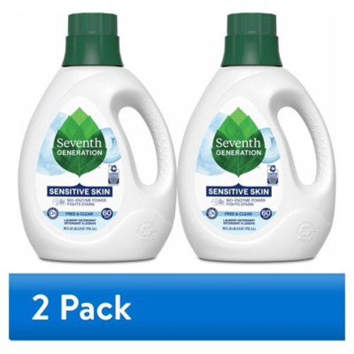 (2 pack) Seventh Generation Free and Clear Laundry Detergent, 90 oz, 60 Loads