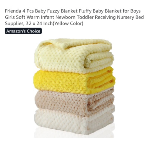 Frienda 4 Pcs Baby Fuzzy Blanket Fluffy Baby Blanket for Boys Girls Soft Warm Infant Newborn Toddler Receiving Nursery Bed Supplies, 32 x 24 Inch(Yellow Color)