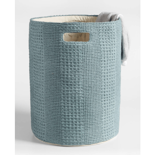 Nella Green Cotton Waffle Weave Kids Hamper with Handles