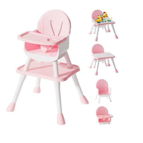 6 in 1 Baby High Chair, Convertible Highchair for Babies and Toddlers (Pink)