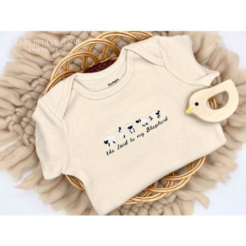 Embroidered The Lord is my Shepherd ONESIES® Brand, Sheep Bodysuit, Faith ONESIES® Brand Gift, Christian Baby Gifts, Christian Baby Shower