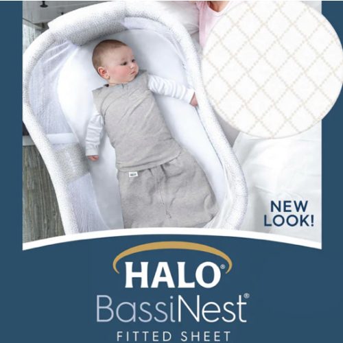 HALO - BassiNest Fitted Sheet 100% Cotton | Nautical Net - cream/gray