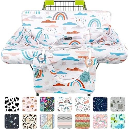 Shopping Cart Cover for Baby 2-in-1 High Chair Cover with Safety Harness Multifunctional Dinosaur Pattern Cart Covers for Babies Soft Padded Grocery Cart Cover for Baby Boy Girl