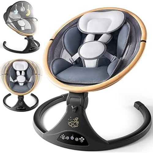 Baby Swing Infant Swings for Newborns, Electric Swing for Baby to Toddler with 5 Sway Speeds,5-Point Harness,3 Seat Positions (Gray)