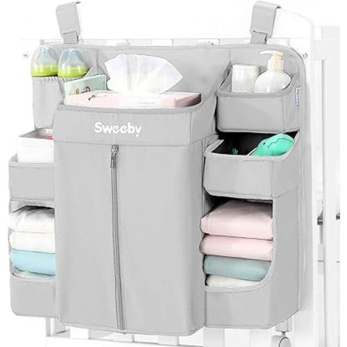 Sweeby Diaper Organizer for Changing Table and Crib Diaper Stacker Nursery Organizers for Cribs Hanging Diaper Caddy Organizer for Baby Essentials